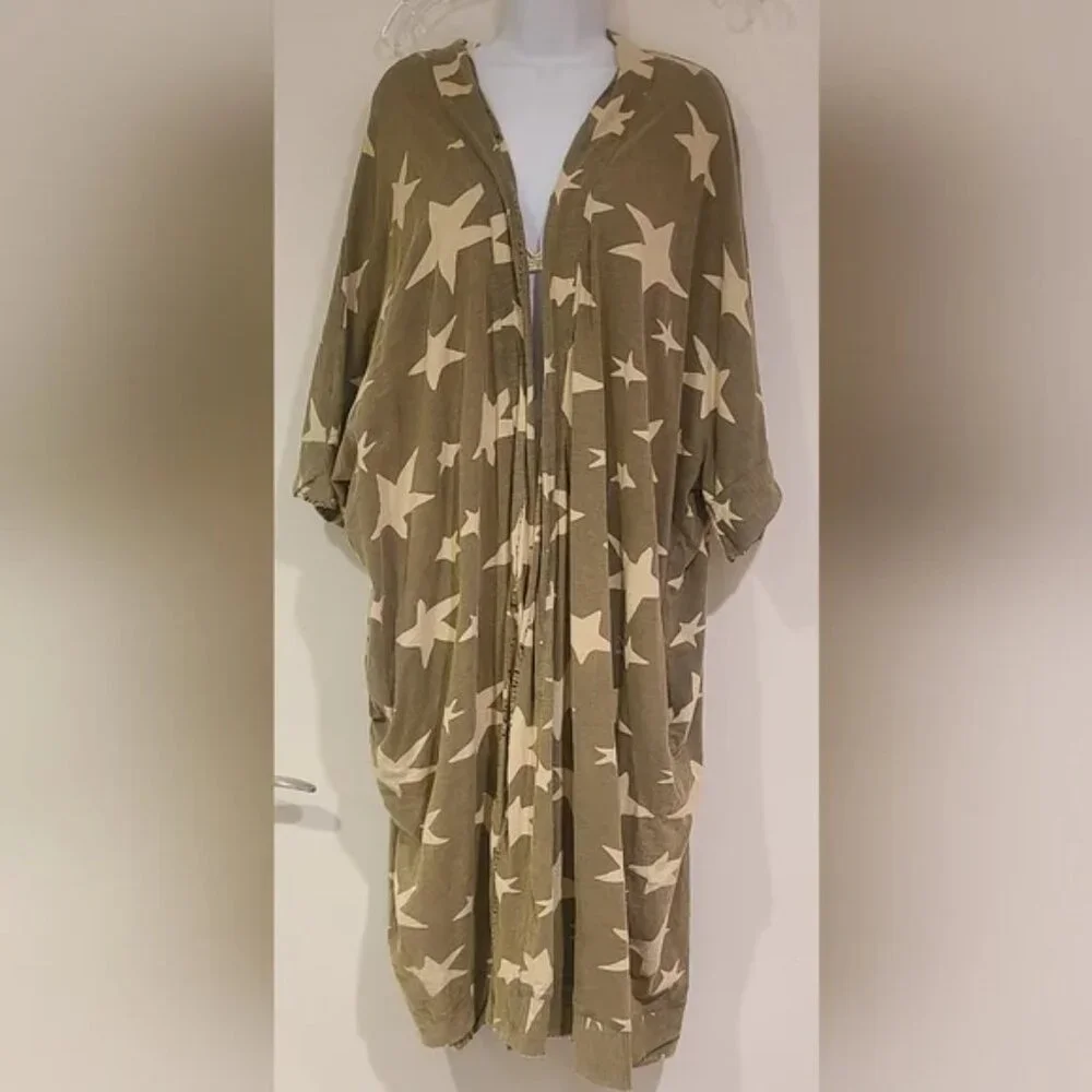 Jaded Gypsy Olive Off White Star Gazer Duster Women's OS - Picture 1 of 6